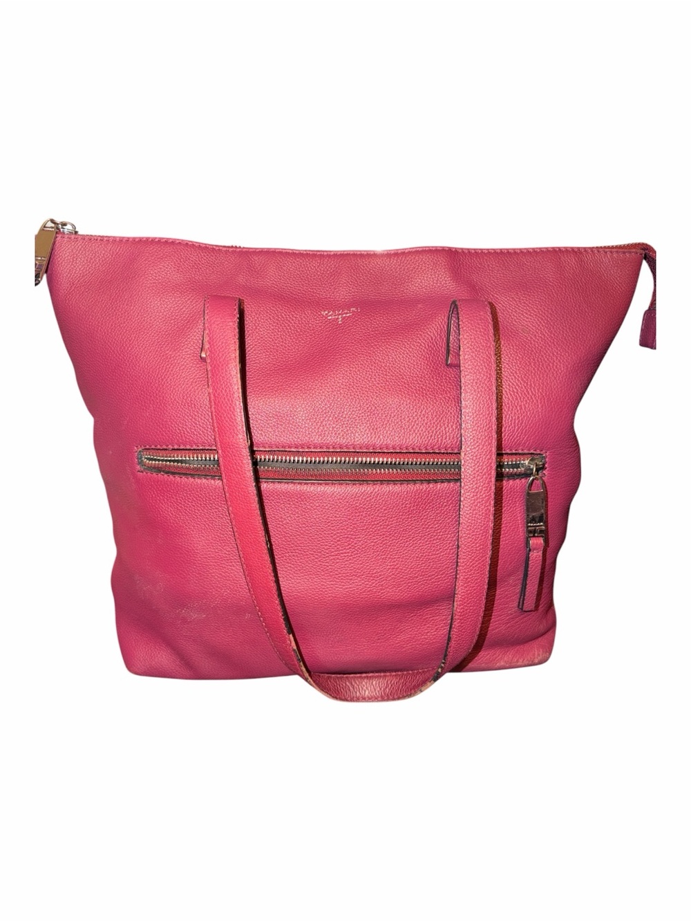 T Tahari Pebbled Leather Tote Bag Shoulder Purse Zip Pocket